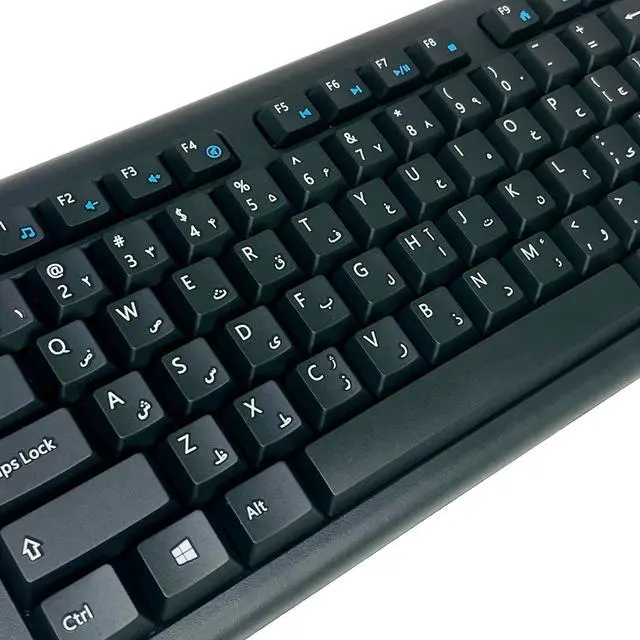 Alt view image 3 of 3 - Bilingual Farsi English Black USB Wired Computer Keyboard