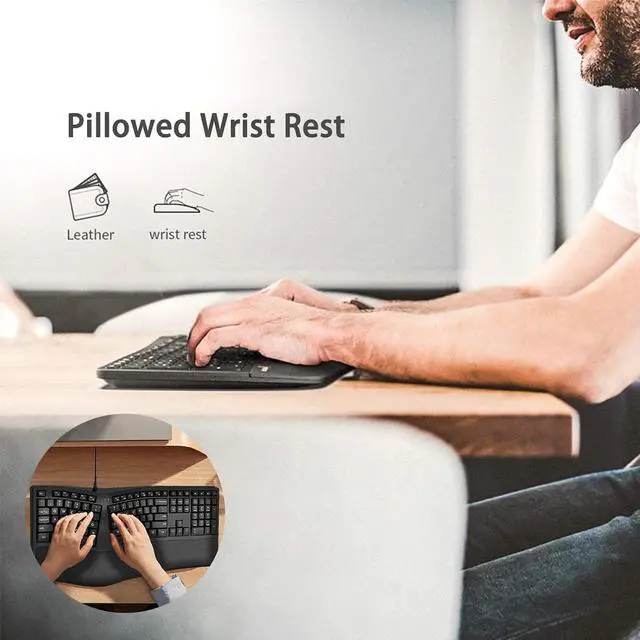 Alt view image 3 of 7 - Curved Wired Keyboard, K9 Ergonomic Wired Keyboard, 110 Keys with Number Mute Keyboards for PC/Desktop/Laptop/Windows/PC Mac/Business Office (Black)