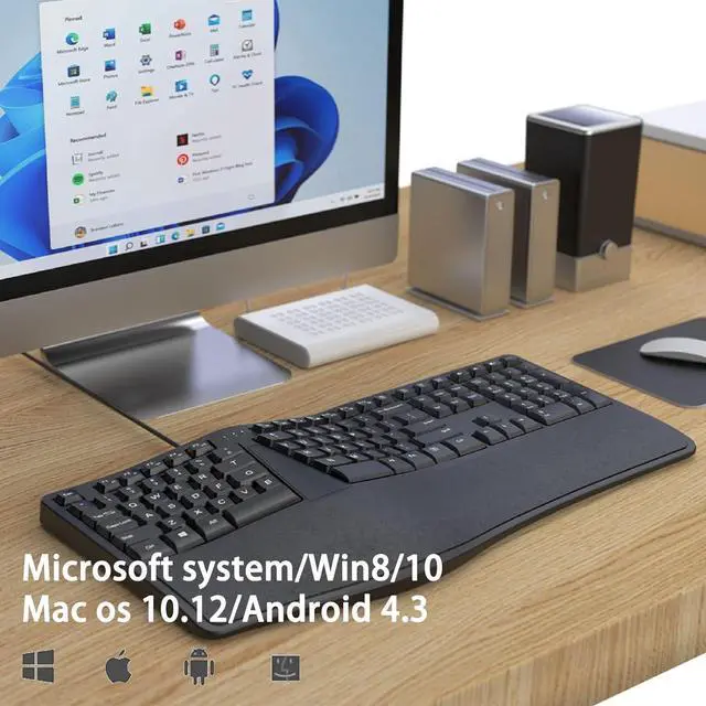 Alt view image 4 of 7 - Curved Wired Keyboard, K9 Ergonomic Wired Keyboard, 110 Keys with Number Mute Keyboards for PC/Desktop/Laptop/Windows/PC Mac/Business Office (Black)