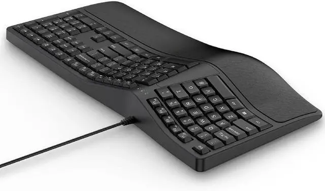Alt view image 7 of 7 - Curved Wired Keyboard, K9 Ergonomic Wired Keyboard, 110 Keys with Number Mute Keyboards for PC/Desktop/Laptop/Windows/PC Mac/Business Office (Black)