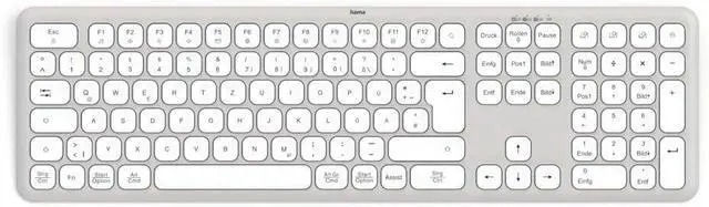 Main image of Hama Wireless Keyboard (Multi Device Keyboard with Radio/Bluetooth for PC, Smartphone, Tablet, Full Format, Battery, Silent Scissor Keys, Multimedia Keys, German QWERTZ Layout) White