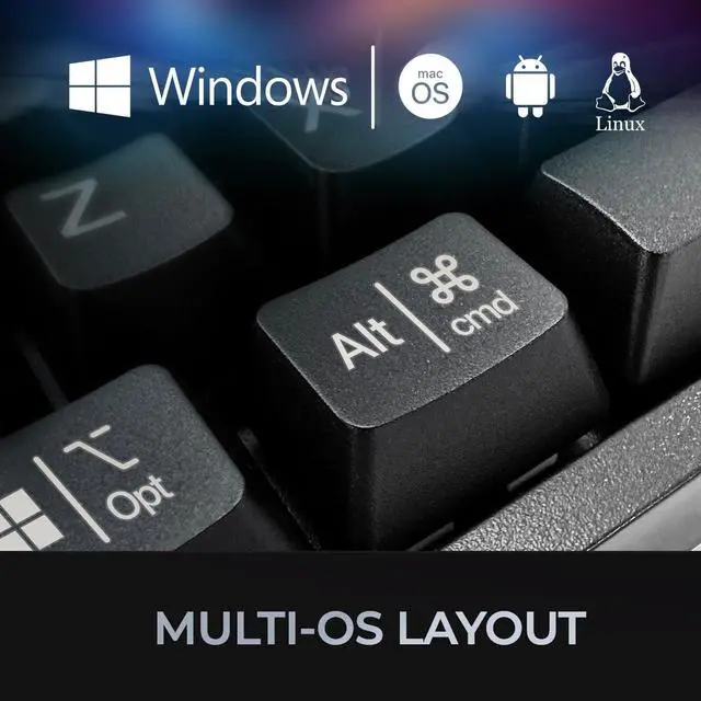 Alt view image 7 of 7 - Adesso EasyTouch 610 Mechanical Compact Keyboard with Copilot Hotkey, Blue Switches, Wired USB, Multimedia Keys, and Large Print for Enhanced Visibility | Compatible with Windows, macOS, Linux