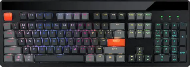 Alt view image 2 of 7 - ADESSO Easytouch 1300 Mechanical Keyboard RGB Illuminated Hot Swappable Red Switches Wired Wireless Bluetooth Gaming Keyboard with Copilot AI Hotkey for Windows Mac