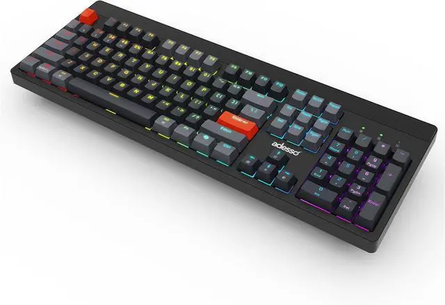 Alt view image 3 of 7 - ADESSO Easytouch 1300 Mechanical Keyboard RGB Illuminated Hot Swappable Red Switches Wired Wireless Bluetooth Gaming Keyboard with Copilot AI Hotkey for Windows Mac