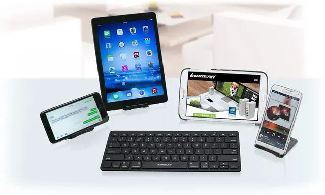 Alt view image 5 of 5 - IOGEAR Slim Multi-Device Bluetooth Keyboard with Adjustable Stand for Smartphones and Tablets,Black