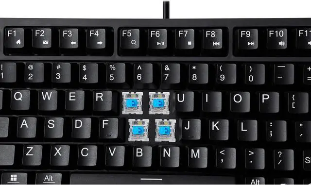 Alt view image 2 of 7 - Adesso EasyTouch 610 Mechanical Compact Keyboard with Copilot Hotkey, Blue Switches, Wired USB, Multimedia Keys, and Large Print for Enhanced Visibility | Compatible with Windows, macOS, Linux