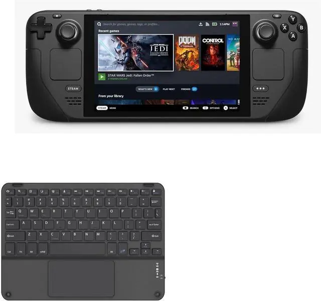 Main image of BoxWave Keyboard Compatible with Valve Steam Deck - SlimKeys Bluetooth Keyboard with Trackpad, Portable Slim TouchPad - Jet Black