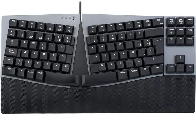 Main image of Perixx PERIBOARD-335BR ES Teclado compacto mecánico ergonómico con Cable - Interruptores táctiles marrones de perfil Bajo - Teclas programables - Teclado español con ñ