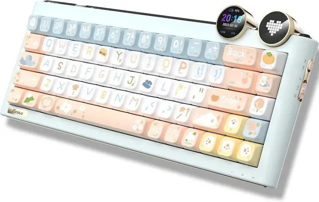 Main image of D68 Gaming Keyboard, 68% RGB Hot Swappable Gasket Structure 3-Mode Mechanical Keyboard, 68 Keys Bluetooth Wireless Keyboard with Linear Switch, PBT Keycaps, Screen for Windows Mac (Green)