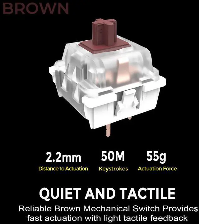 Alt view image 2 of 7 - Adesso AKB-680UW Mechanical Keyboard with Copilot AI Hotkey - Brown Switch, Multi-OS Compatible | Enhanced Productivity with Tactile and Quiet Feel and Multimedia Keys, White