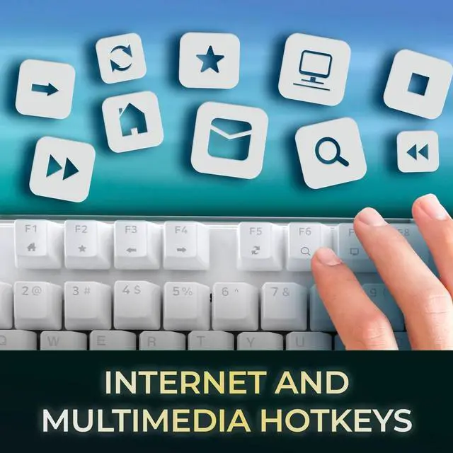 Alt view image 6 of 7 - Adesso AKB-680UW Mechanical Keyboard with Copilot AI Hotkey - Brown Switch, Multi-OS Compatible | Enhanced Productivity with Tactile and Quiet Feel and Multimedia Keys, White