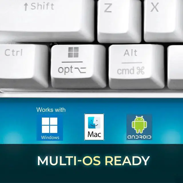 Alt view image 7 of 7 - Adesso AKB-680UW Mechanical Keyboard with Copilot AI Hotkey - Brown Switch, Multi-OS Compatible | Enhanced Productivity with Tactile and Quiet Feel and Multimedia Keys, White