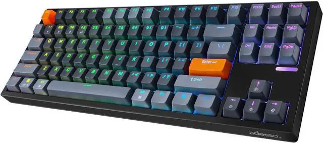 Main image of ADESSO EasyTouch 1100 Wired/Wireless/Bluetooth Multi-OS Illuminated Mechanical VIA Compact Keyboard with Copilot Ai Hotkey