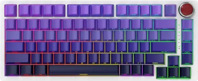 Main image of BOYI YK82 75% Aluminum Alloy Mechanical Keyboard,Gasket-Mounted Hot-Swap,Wireless BT5.0/2.4G/Type-C Wired Programmable RGB Backlit Gaming Keyboard with Knob (Purple Side Printed PBT Keycaps)