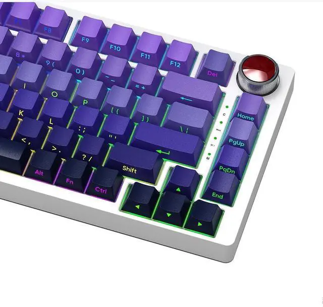 Alt view image 6 of 7 - BOYI YK82 75% Aluminum Alloy Mechanical Keyboard,Gasket-Mounted Hot-Swap,Wireless BT5.0/2.4G/Type-C Wired Programmable RGB Backlit Gaming Keyboard with Knob (Purple Side Printed PBT Keycaps)