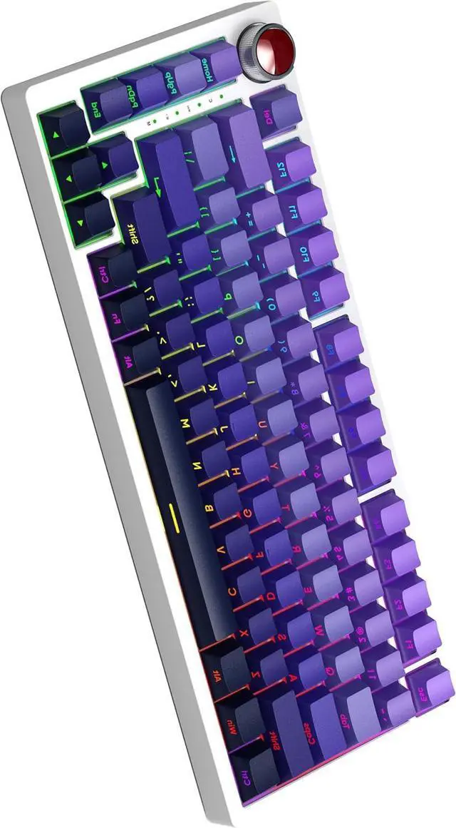 Alt view image 7 of 7 - BOYI YK82 75% Aluminum Alloy Mechanical Keyboard,Gasket-Mounted Hot-Swap,Wireless BT5.0/2.4G/Type-C Wired Programmable RGB Backlit Gaming Keyboard with Knob (Purple Side Printed PBT Keycaps)
