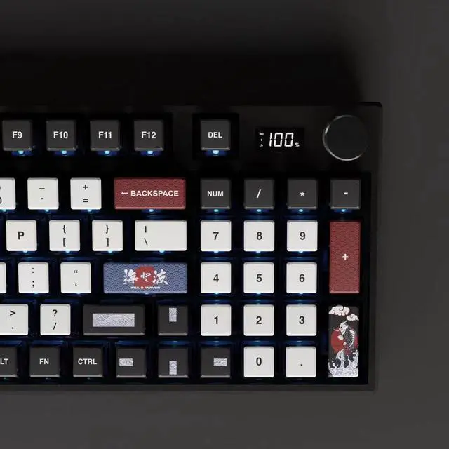 Alt view image 3 of 7 - INLAND MK Pro V3 Ocean Wireless Mechanical Keyboard, 95% Layout VIA Custom Keyboard, IPS Display PBT Keycaps Hot Swappable Huano Brown Switches RGB Backlit 2.4GHz/USB-C/BT5.0 Gaming Keyboard
