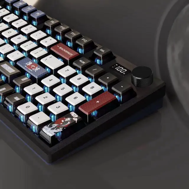 Alt view image 6 of 7 - INLAND MK Pro V3 Ocean Wireless Mechanical Keyboard, 95% Layout VIA Custom Keyboard, IPS Display PBT Keycaps Hot Swappable Huano Brown Switches RGB Backlit 2.4GHz/USB-C/BT5.0 Gaming Keyboard