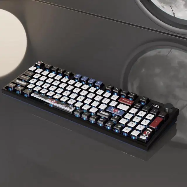 Alt view image 7 of 7 - INLAND MK Pro V3 Ocean Wireless Mechanical Keyboard, 95% Layout VIA Custom Keyboard, IPS Display PBT Keycaps Hot Swappable Huano Brown Switches RGB Backlit 2.4GHz/USB-C/BT5.0 Gaming Keyboard