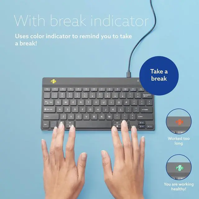 Alt view image 6 of 7 - R-Go Compact Keyboard, with Break Software, Ergonomic Flat Design, Anti-RSI, USB-C/A Wired, Compatible with Windows/Mac OS, QWERTY (US), Multi-Media Keys, Black
