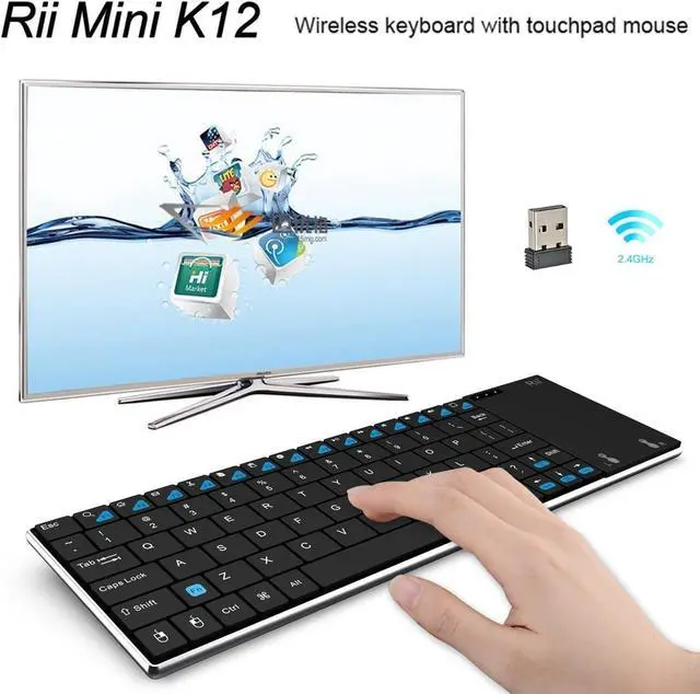 Alt view image 5 of 7 - Rii Mini K12 Ultra Slim Wireless Keyboard with Touchpad for Travel Media Player Game Console (mini k12)