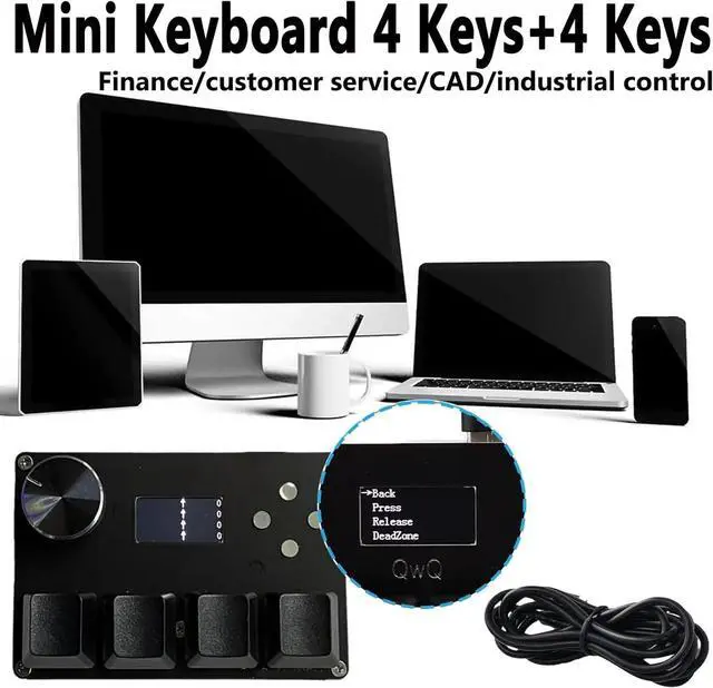 Alt view image 2 of 7 - for SayoDevice OSU O3C Rapid Trigger Mini Keyboard Custom Screen 3 4 Key Konb Copy Paste Programming Macro Gaming Keypad (Black, 4 Keys)