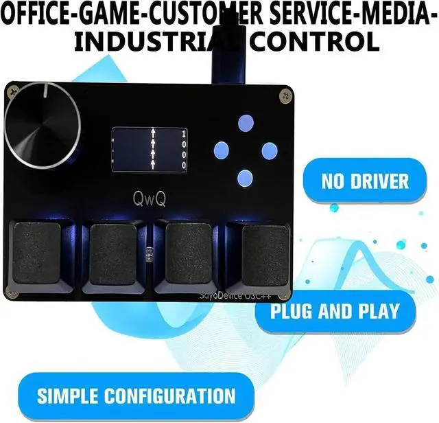 Alt view image 3 of 7 - for SayoDevice OSU O3C Rapid Trigger Mini Keyboard Custom Screen 3 4 Key Konb Copy Paste Programming Macro Gaming Keypad (Black, 4 Keys)