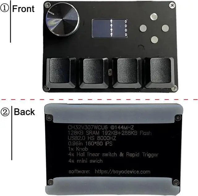 Alt view image 4 of 7 - for SayoDevice OSU O3C Rapid Trigger Mini Keyboard Custom Screen 3 4 Key Konb Copy Paste Programming Macro Gaming Keypad (Black, 4 Keys)