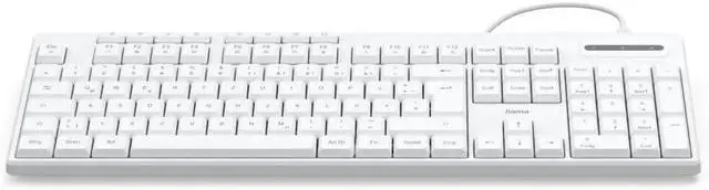 Main image of Hama CK-200 Wired Keyboard (USB Keyboard, Ergonomic Typing Feel, Quiet Keys, Removable Cable, German QWERTZ Layout, Multimedia Keys, Assist Key for AI Assistants) White