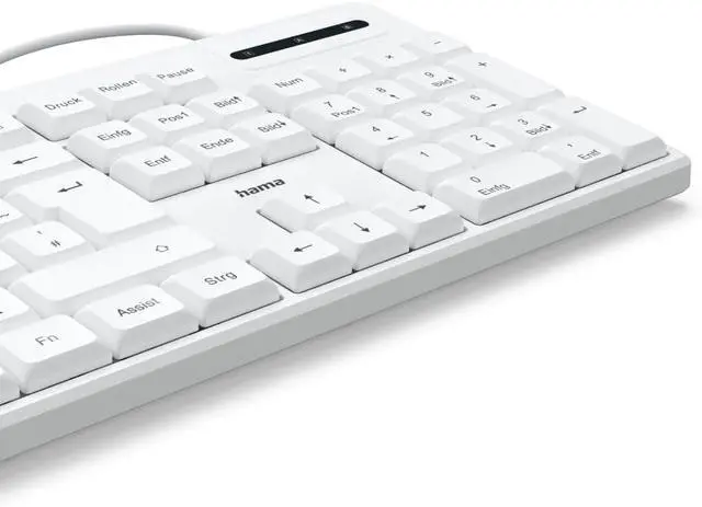Alt view image 4 of 6 - Hama CK-200 Wired Keyboard (USB Keyboard, Ergonomic Typing Feel, Quiet Keys, Removable Cable, German QWERTZ Layout, Multimedia Keys, Assist Key for AI Assistants) White
