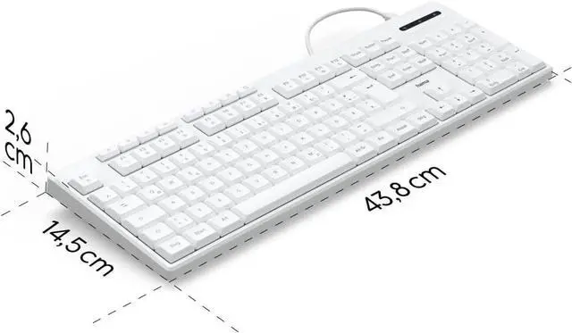 Alt view image 5 of 6 - Hama CK-200 Wired Keyboard (USB Keyboard, Ergonomic Typing Feel, Quiet Keys, Removable Cable, German QWERTZ Layout, Multimedia Keys, Assist Key for AI Assistants) White