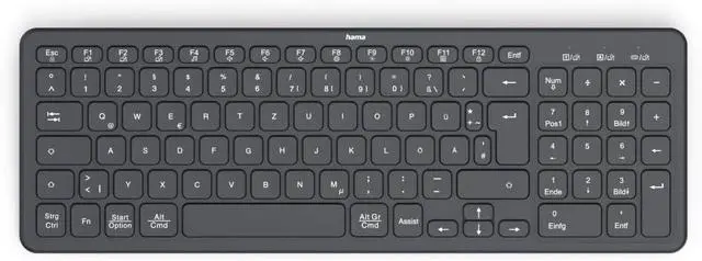 Main image of Hama Wireless Keyboard (Multi-Device Keyboard with Cable/Bluetooth for PC, Smartphone, Tablet, Stable Connection, Battery, Silent Keys, Multimedia Keys, German QWERTZ)