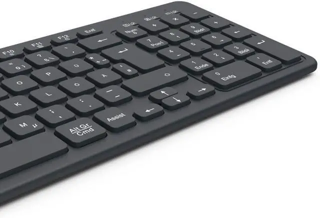 Alt view image 3 of 5 - Hama Wireless Keyboard (Multi-Device Keyboard with Cable/Bluetooth for PC, Smartphone, Tablet, Stable Connection, Battery, Silent Keys, Multimedia Keys, German QWERTZ)