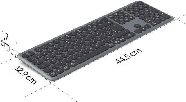 Alt view image 4 of 5 - Hama Wireless Keyboard (Multi Device Keyboard with Radio/Bluetooth, PC, Smartphone, Tablet, Full Format, Battery, Silent Scissor Keys, Multimedia Keys, German QWERTZ Layout) Black