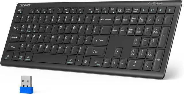 Main image of TECKNET Bluetooth Keyboard Rechargeable, 4-Device (2.4G+BT) Wireless Keyboard, Full Size Computer Keyboard with Stand, Ultra-Slim Quiet Typing, for PC/Laptop/Smart TV/Phone/Tablet, 12 Hotkeys