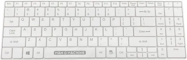 Main image of Man & Machine Its Cool Dual-Mode Wireless Washable Keyboard - White - Compact Design, Full QWERTY Layout with Numeric Keypad, Quick-Disconnect Cable