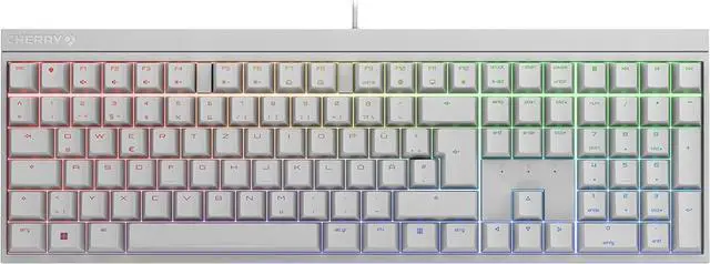 Main image of CHERRY MX 2.0S, Mechanical Gaming Keyboard with RGB Lighting, German Layout (QWERTZ), Wired, Designed in Germany, Original MX BLUE Switches, White