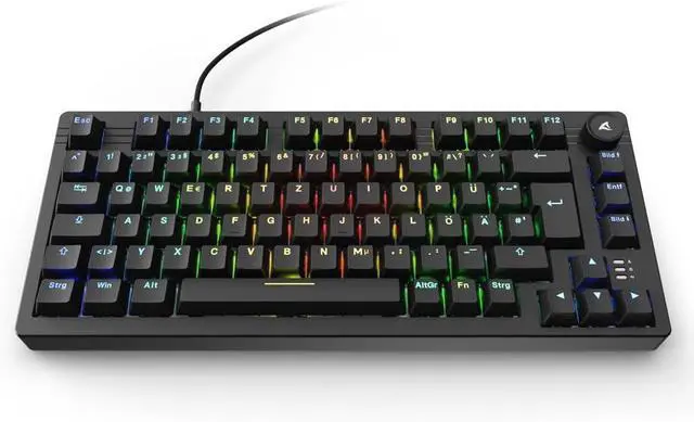 Alt view image 3 of 5 - Sharkoon Skiller SGK25 RGB Gaming Keyboard, 75% Layout, Hot Swap, Huano RED Lubricated Switches, Black
