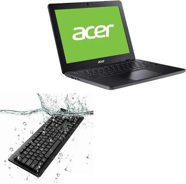 Main image of BoxWave Keyboard Compatible with Acer Chromebook 712 (C871T) - AquaProof USB Keyboard, Washable Waterproof Water Resistant - Jet Black