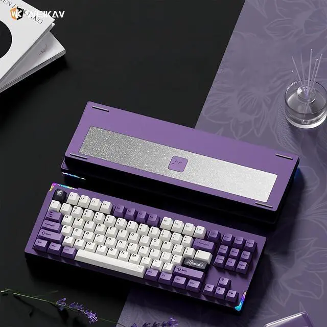 Alt view image 4 of 7 - BOYI STARS80 V2 Aluminum Quick Release Mechanical Keyboard,QMK/VIA Programmable BT5.0/2.4GHz/USB-C Wired Hot Swap Gasket Mounted RGB 8000mAh Wireless CNC Gaming Keyboar(Purple)