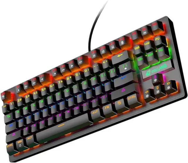 Main image of Gadpiparty 1pc Rainbow Mechanical Gaming Keyboard Ergonomic USB Keyboard Macro Recording Keys Black Backlight for Gaming and Office Use
