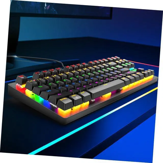 Alt view image 3 of 7 - Gadpiparty 1pc Rainbow Mechanical Gaming Keyboard Ergonomic USB Keyboard Macro Recording Keys Black Backlight for Gaming and Office Use