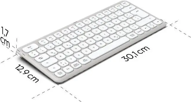 Alt view image 4 of 5 - Hama Wireless Keyboard (Multi Device Keyboard with Radio/Bluetooth for PC, Smartphone, Tablet, Small, Battery, Silent Scissor Keys, Multimedia Keys, German QWERTZ Layout) White