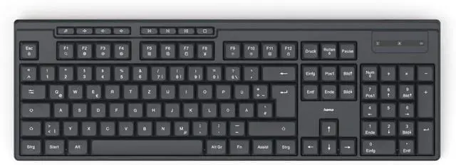 Main image of Hama WK-200 Wireless Keyboard, Wireless Keyboard, Battery, 8 Media Keys, Black, QWERTZ DE