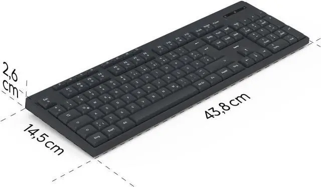Alt view image 4 of 5 - Hama WK-200 Wireless Keyboard, Wireless Keyboard, Battery, 8 Media Keys, Black, QWERTZ DE