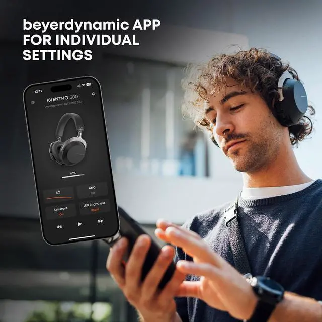 Alt view image 7 of 7 - beyerdynamic AVENTHO 300 Wireless Over-Ear Headphones with ANC, Dolby Atmos and Head Tracking (Black)