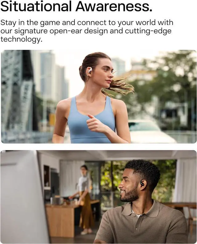 Alt view image 7 of 7 - SHOKZ New OpenFit 2 Open-Ear Headphones, True Wireless Bluetooth Earphones with Microphone, Earhook Earbuds with 48 Hours of Playtime, Fast Charging, IP55 Water-Resistant, with Carrying Bag, Black