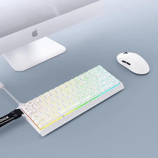 Alt view image 2 of 7 - ACE 68 60% Mechanical Gaming Keyboard Wired Rapid Trigger Hall Effect Keyboard Magnetic Switch Adjustable Actuation 8000Hz Polling Rate Hot Swap RGB Small Keyboards PC Laptop White Topographic