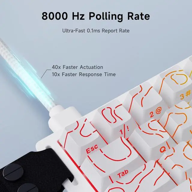 Alt view image 4 of 7 - ACE 68 60% Mechanical Gaming Keyboard Wired Rapid Trigger Hall Effect Keyboard Magnetic Switch Adjustable Actuation 8000Hz Polling Rate Hot Swap RGB Small Keyboards PC Laptop White Topographic