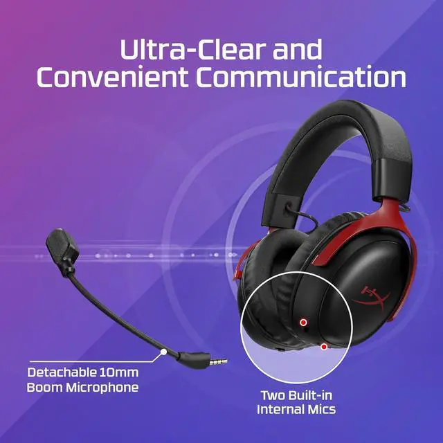 Alt view image 6 of 7 - HyperX Cloud III S  Wireless Gaming Headset for Multi-Platform, 2.4GHz, Bluetooth, Battery Life up to 120 Hours 2.4GHz / 200 Hours Bluetooth, 53mm Angled Drivers, Detachable Mic  Black